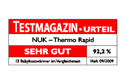 Niemcy 2009:Podgrzewacz pokarmu NUK Thermo Rapid - ocena "bardzo dobra"