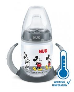 NUK Butelka do nauki picia Mickey z wskaźnikiem temperatury, 150 ml 