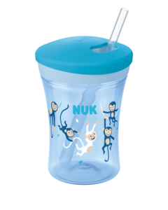 Kubek niekapek dla dzieci ze słomką, 300 ml Action Cup NUK, niebieski 