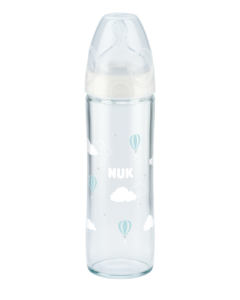 Butelka szklana NUK New Classic 240 ml ze smoczkiem silikonowym First Choice Plus
