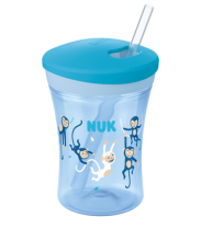 Kubek niekapek dla dzieci ze słomką, 300 ml Action Cup NUK, niebieski 